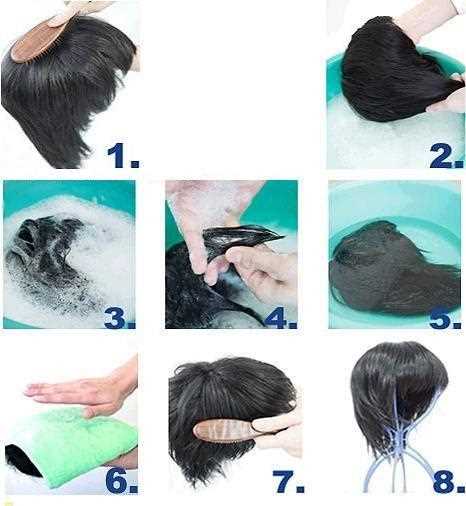 Suni saç peruklarının yıkanması